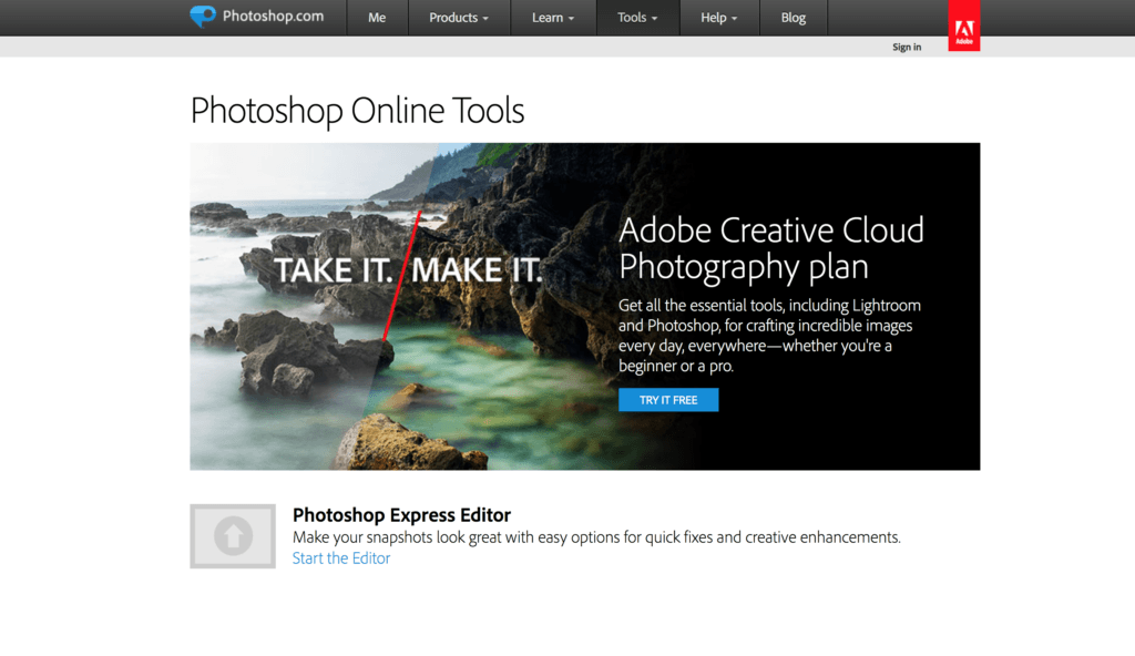 Photoshop online, version allégée de photoshop